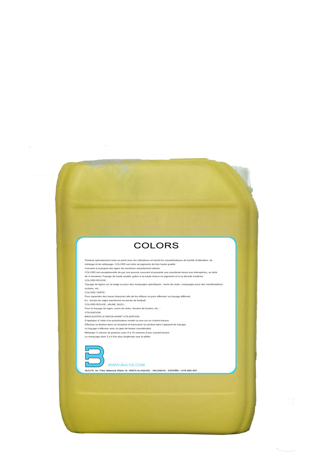 Peinture de traçage de lignes COLORS couleur jaune, BULYS Peinture de traçage de lignes COLORS couleur jaune, BULYS